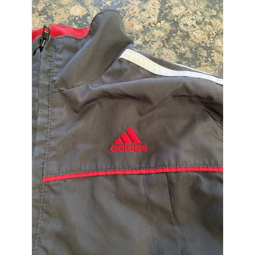 Adidas Kids Black White Red Wind Breaker Jacket‎ Size 7